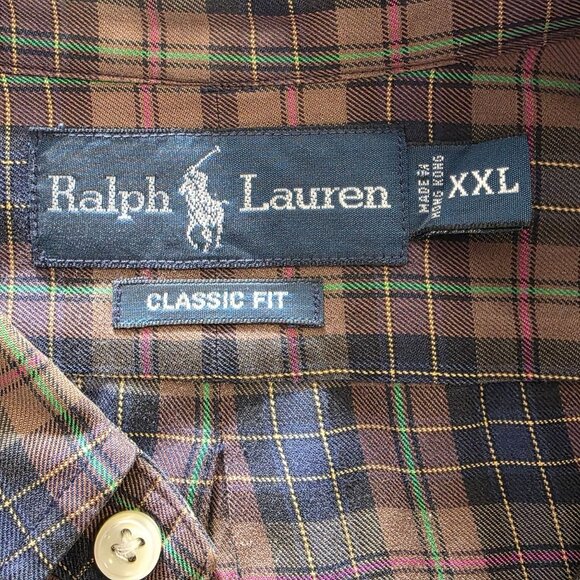 Vintage Ralph Lauren Plaid Button Up Shirt Men XXL Classic Long Sleeve Staple - Picture 5 of 9